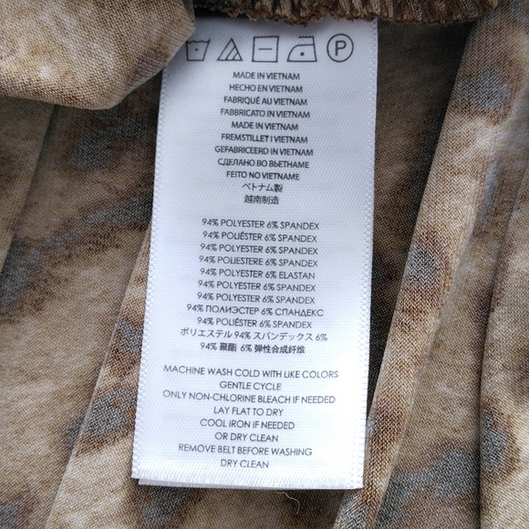 NWT Michael Michael Kors P/L Dark Camel Animal Print Ruched Long Sleeve Dress - Picture 13 of 13